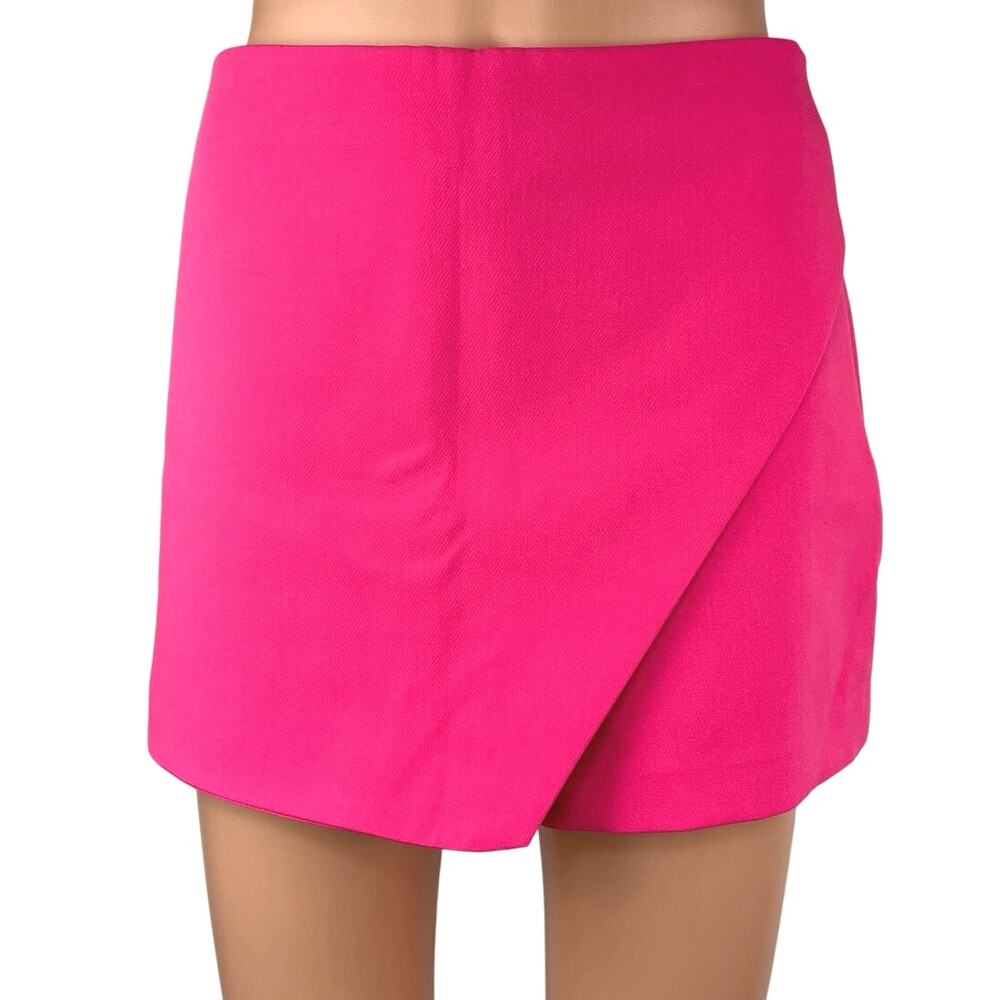 Zara Pink Side Zip High Waisted Faux Wrap Mini Casual Shorts Skirt Skort Size S